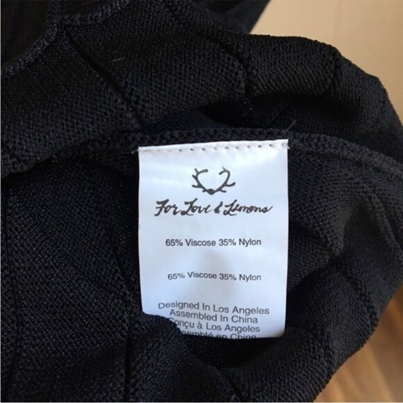For Love And Lemons X KNITZ Simone Laced Black Sweater 3/4 Sleeve Mini Dress - Picture 6 of 7